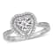 3/8 CT TW Diamond Halo Heart Engagement Ring in Sterling Silver