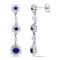 3 1/2 CT TGW Created Blue and White Sapphire Dangle Flower Earrings in
Sterling Silver