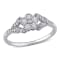 1/4 CT TW Diamond Floral Ring in Sterling Silver