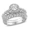 1/4 CT TW Diamond Octagon Halo Bridal Ring Set in Sterling Silver