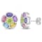 3 3/4 CT TGW Multi Gemstone Floral Stud Earrings in Sterling Silver