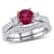 1 1/3 CT TGW Created Ruby, Created White Sapphire and 1/7 CT TW Diamond
Bridal Set in 10K White Gold