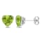 3 1/3 CT TGW Heart Peridot Stud Earrings in Sterling Silver