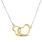 Double Heart Charm Necklace in 2-Tone Sterling Silver
