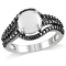 1 1/4 CT TGW Opal and 1/10 CT TW Black Diamond Cocktail Ring in Sterling Silver
