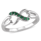 1/7 CTW Emerald Accent Infinity Ring in Sterling Silver with Black
Rhodium Plated