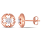 1/2 CT TW Diamond Clover Circular Post Stud Earrings in 10k Rose Gold