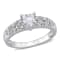 3/5 CT TGW Created White Sapphire and Diamond Accent Vintage Ring in
Sterling Silver
