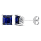 2 5/8 CT TGW Square Created Blue Sapphire Stud Earrings in Sterling Silver