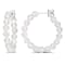 4ctw White Topaz Beaded Hoop Earrings in Sterling Silver