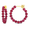 2ctw Created Ruby Beaded Hoop Earrings in Yellow Plated Sterling Silver