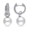 8-8.5MM White Cultured Freshwater Pearl Earrings with Cubic Zirconia in
Sterling Silver