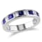 2 3/8 CTW Created White and Blue Sapphire Anniversary Band in Sterling Silver