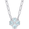 3 7/8 CT TW Sky Blue Topaz and Diamond Accent Floral Heart Paperclip
Chain Sterling Silver Necklace