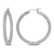 3 CT TGW Created White Sapphire Hoop Earrings in Sterling Silver