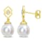 8-9MM South Sea Cultured Pearl and White Topaz Earrings in 14K Yellow
Gold Over Sterling Silver