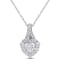 2 CT DEW Created Moissanite Halo Heart Pendant with Chain in Sterling Silver
