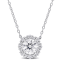 1 1/2 CT DEW Created Moissanite Halo Necklace in Sterling Silver