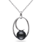 9.5-10MM Black Tahitian Cultured Pearl Geometric Pendant with Chain in
Sterling Silver