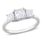 1 3/4 CT TGW Created Moissanite 3-Stone Ring in Sterling Silver