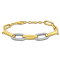 White Enamel Oval Link Bracelet in Yellow Plated Sterling Silver