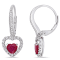 1 3/5 CT TGW Ruby-CN White Sapphire and 1/10 CT TW Diamond Leverback
Earrings in 14K White Gold