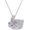 1 1/10 CT TGW Created Pink, White and Blue Sapphire Bunny Necklace in
Sterling Silver