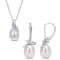 7.5-9MM Freshwater Cultured Pearl and Diamond Accent Earrings and
Pendant Set in Sterling Silver