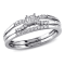 1/5 CT TW Princess Cut Diamond Split Shank Bridal Set in Sterling Silver