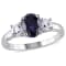 2 5/8 CT TGW Created Blue and White Sapphire 3-Stone Ring in Sterling Silver