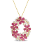 11 1/4 CT TGW Ruby and 1 CT TW Diamond Floral Pendant with Chain in 14K
2-Tone Gold