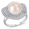 11-11.5MM Freshwater Cultured Pearl and 1 3/8 CT TGW Cubic Zirconia Ring
in Sterling Silver