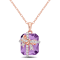 6 3/4 CT TGW Amethyst and White Topaz Pendant with Chain in Rose Plated
Sterling Silver
