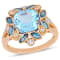 4 4/5 CT TGW London Blue, Sky Blue Topaz with White Topaz Floral Ring in
Rose Plated Sterling Silver