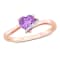 3/5 CT TGW Amethyst and Diamond Accent Heart Wrap Ring in Rose Plated
Sterling Silver