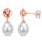 8.5-9MM Cultured Pearl and Created White Sapphire Earrings in 18K Rose
Gold Over Sterling Silver