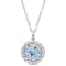3 1/2 CT TGW Sky Blue Topaz Halo Pendant with Chain in Sterling Silver