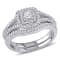1/2 CT TW Princess Cut Diamond Double Halo Split Shank Bridal Set in
Sterling Silver