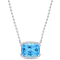 13 5/8 CT TGW Sky Blue Topaz and White Topaz Halo Pendant with Chain in
Sterling Silver