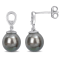 8-9MM Black Tahitian Cultured Pearl and White Topaz Drop Earrings in
Sterling Silver