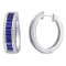 5 1/8 CT TGW Baguette Created Blue Sapphire Created White Sapphire Hoop
Earrings in Sterling Silver