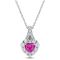 2 7/8 CT TGW Created Pink and White Sapphire Halo Heart Pendant With
Chain in Sterling Silver