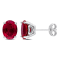 5 7/8 CT TGW Oval Created Ruby Stud Earrings in Sterling Silver