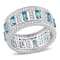 6 1/5 CT TGW London Blue and White Topaz Eternity Ring in Sterling Silver