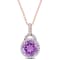 3 CT TGW White Topaz and Amethyst Pendant with Chain in Rose Plated
Sterling Silver