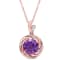 1 5/8 CT TGW Multi-Gemstones and Diamond Accent Pendant with Chain in
Rose Plated Sterling Silver