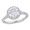 2 CT DEW Created Moissanite and 1/4 CT TW Diamond Engagement Ring in 14K
White Gold