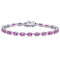 14 CT TGW Created Pink and White Sapphire Tennis Bracelet in Sterling Silver