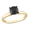 1-1/2 ct Black Diamond Solitaire Engagement Ring in 14K Yellow Gold