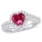 2 1/2 CT TGW Created Ruby and Created white Sapphire Halo Engagement
Ring in Sterling Silver